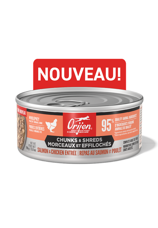 ORIJEN Morceaux et effilochés Repas au saumon et poulet